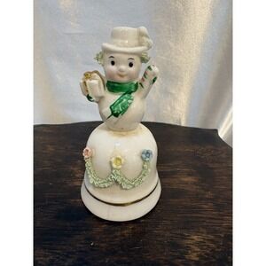 Vintage MCM NapcoChristmas Miniature Snowman In Top Hat Kitsch Bell